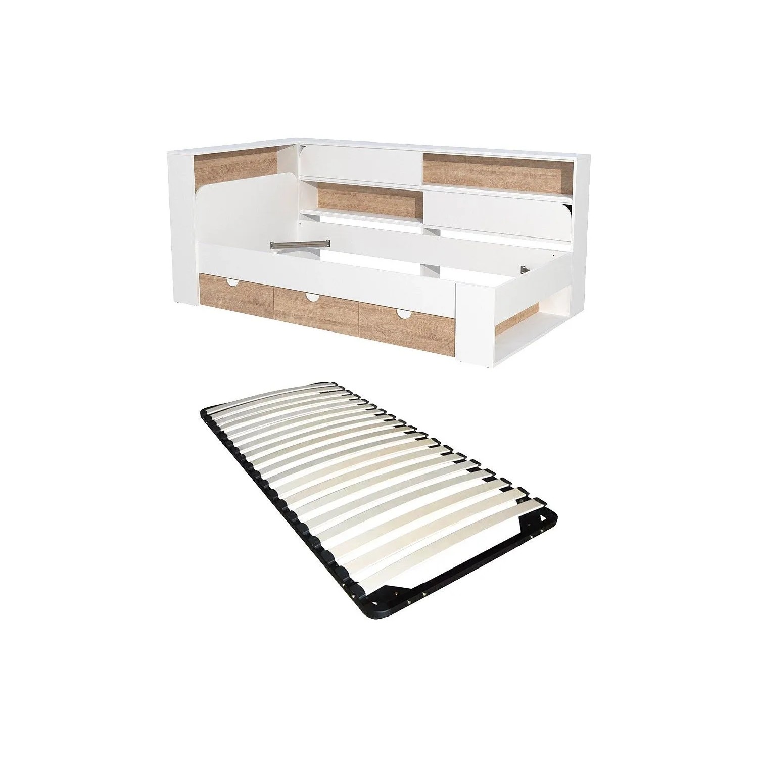 Vente-unique Bettrahmen Tamadu Naturfarben Hell  Weiß 211.6 cm