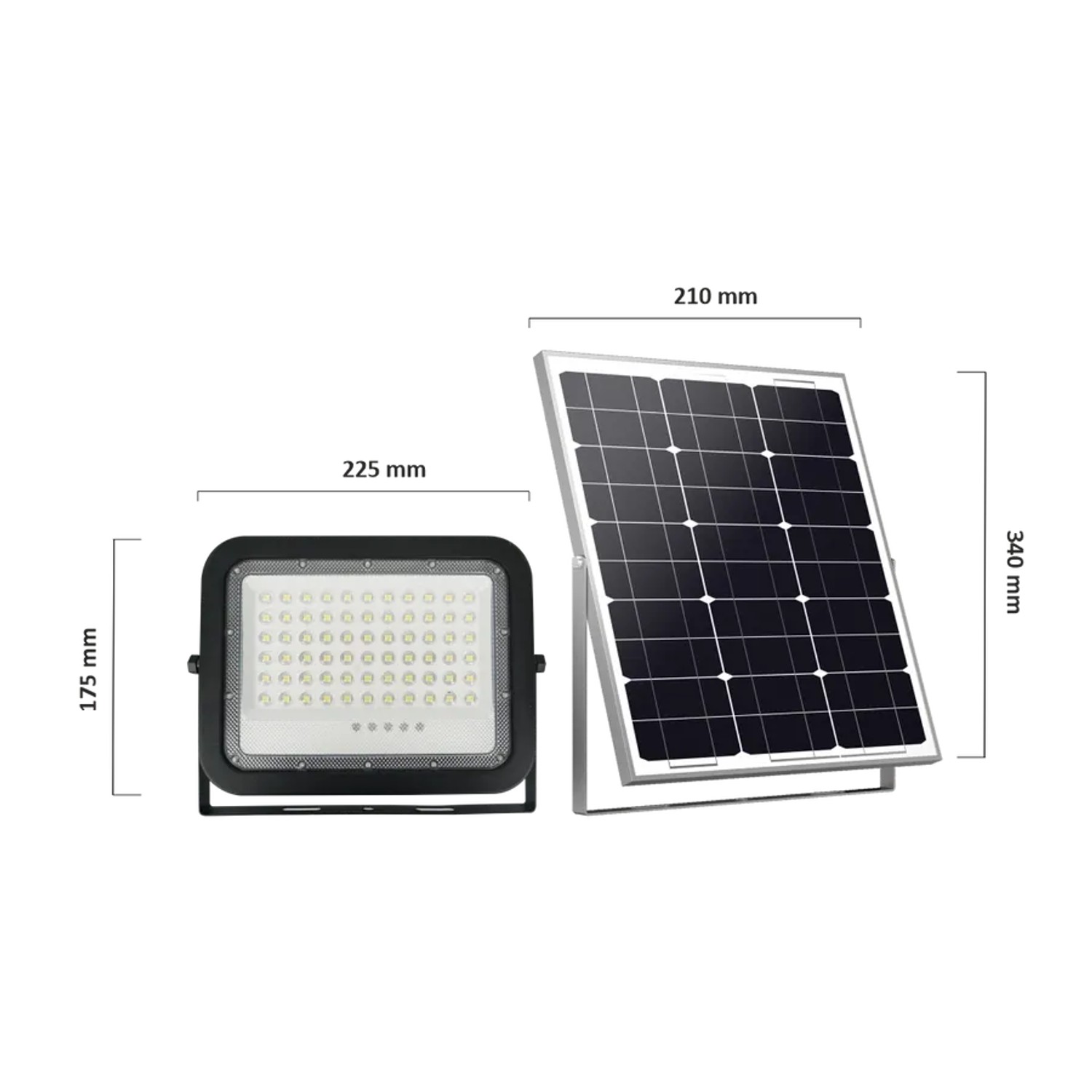 ENOVALITE Solarstrahler PRO 100W mit Solarpanel, Dämmerungssensor und Fernbedienung.