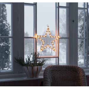 Konstsmide LED-Stern Silhouette mit 35 warmweißen LEDs für Fensterdeko im Innenbereich.