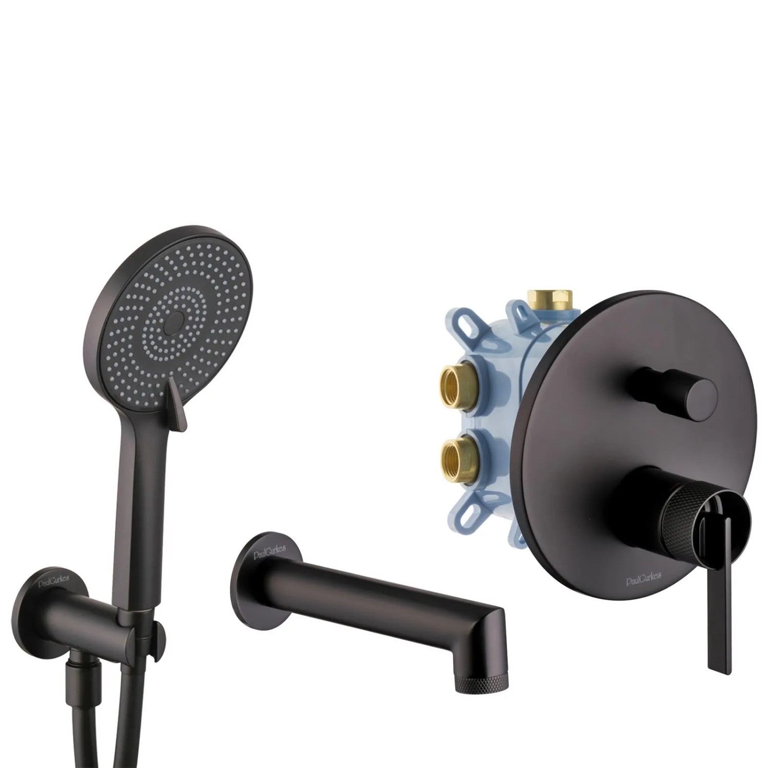 PaulGurkes Unterputz-Badewannen-Set Matt-Schwarz Komplett Set Serie NOX