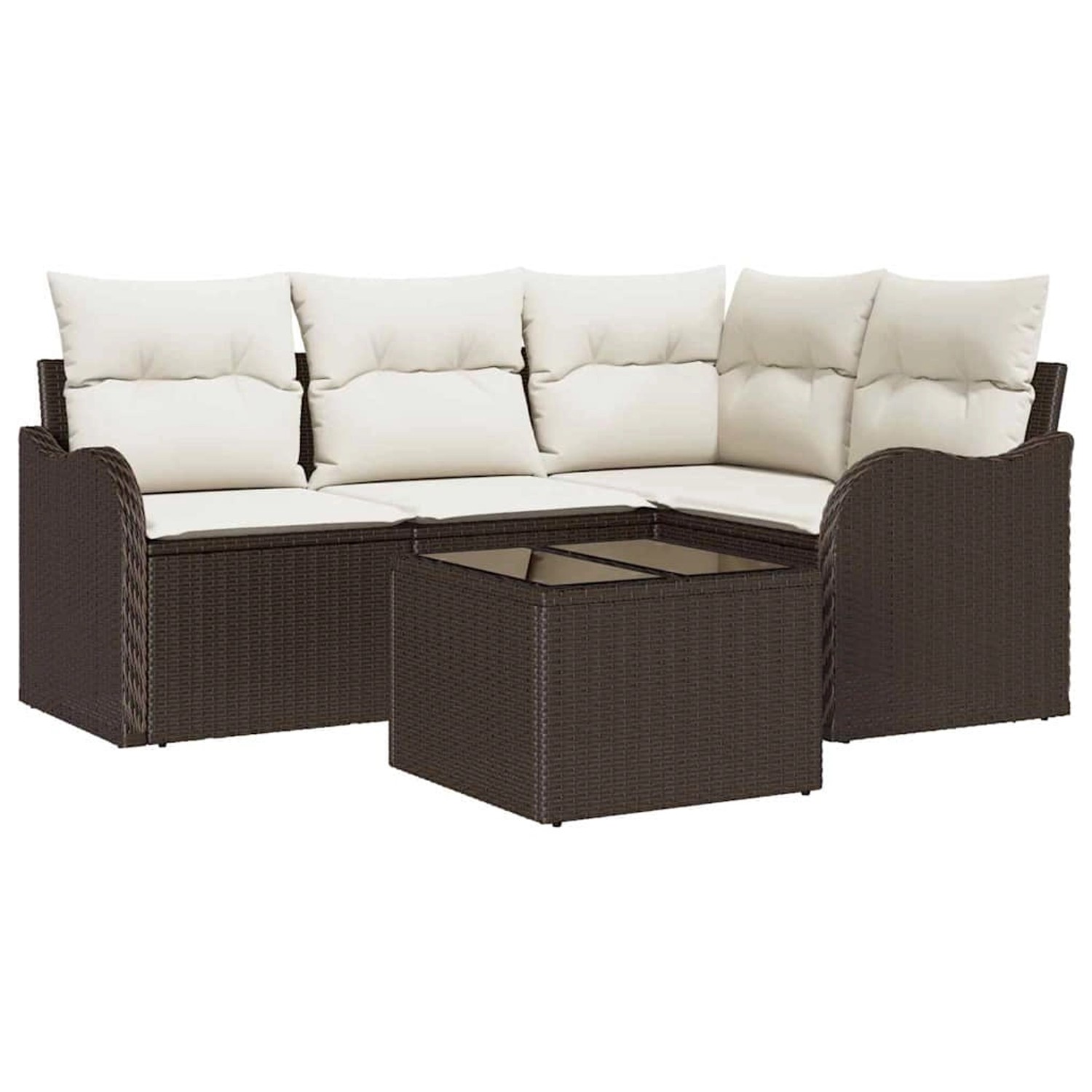 vidaXL Garten-Sofa-Set mit Kissen 5-Tlg Braun Poly Rattan 3345688 günstig online kaufen