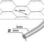 Detailaufnahme: Grüner PROREGAL Maschendrahtzaun, Sechseckgeflecht, 20mm Maschenweite, 1mm Drahtstärke.