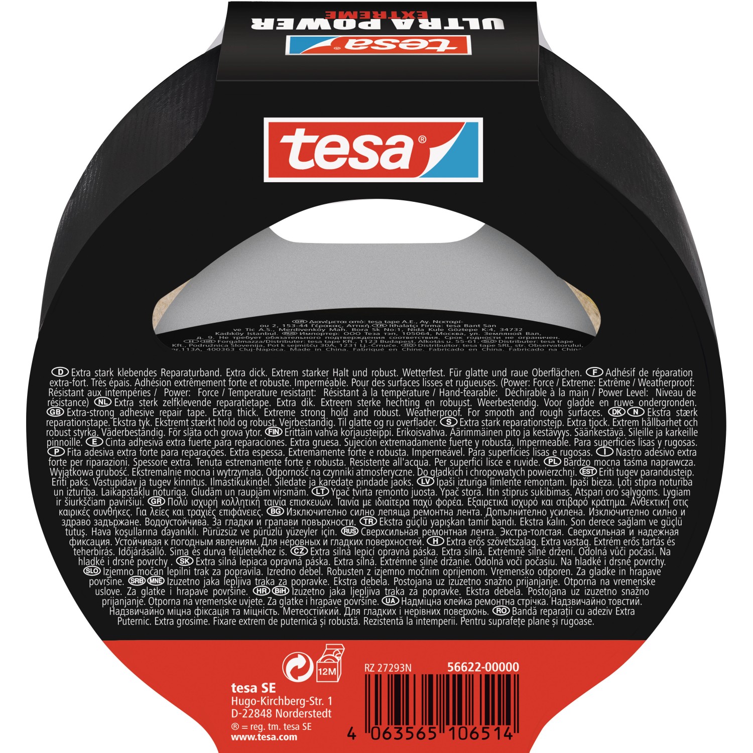 Tesa Ultra Power Extreme Reparaturband, 10 m x 50 mm, stark klebend und wetterfest.