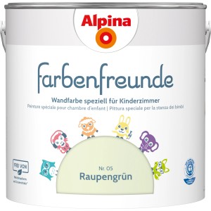 Alpina Farbenfreunde Raupengrün, seidenmatte Kinderzimmerfarbe im 2,5 Liter Eimer.