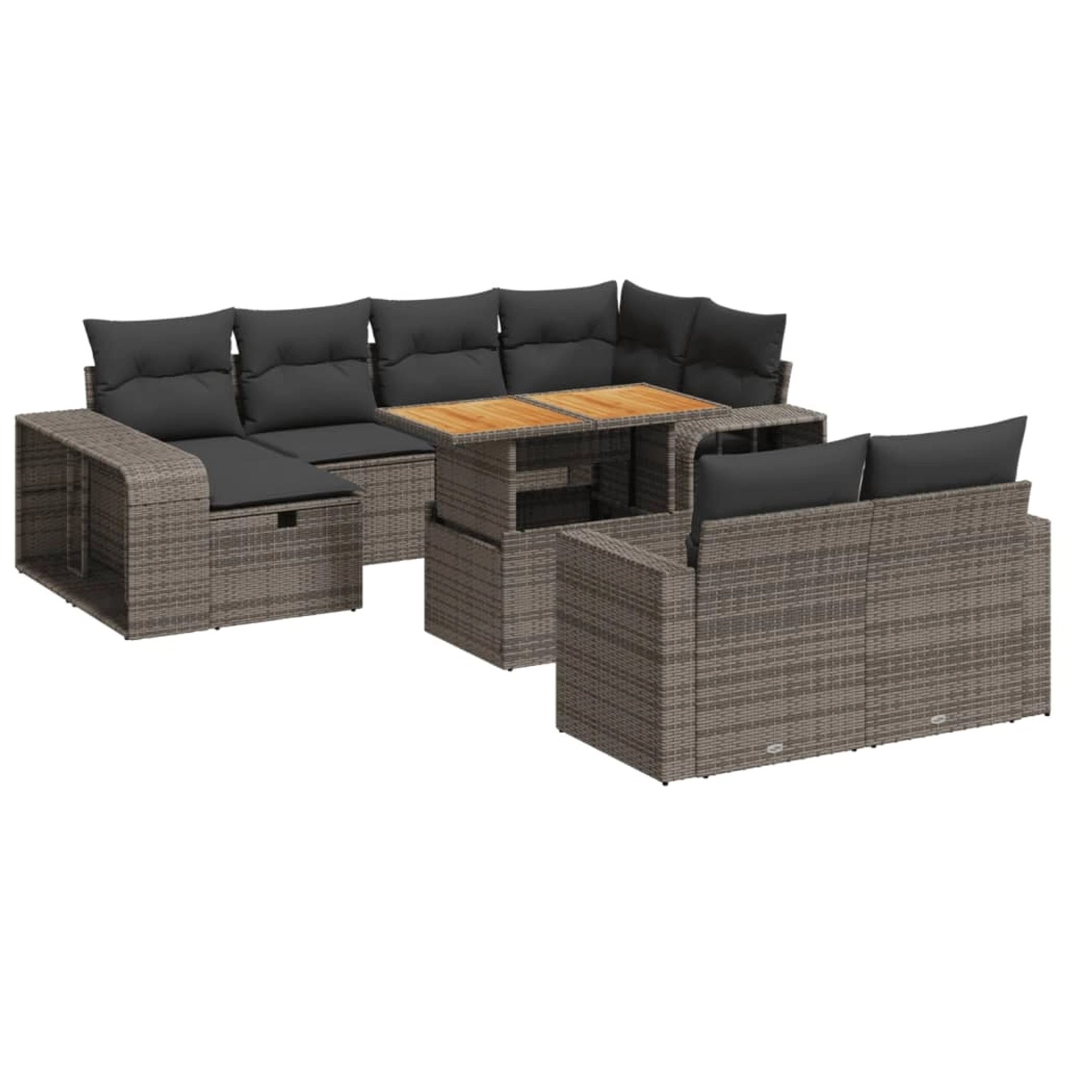 vidaXL 11-Tlg Garten-Sofagarnitur mit Kissen Grau Poly Rattan 3276516 günstig online kaufen