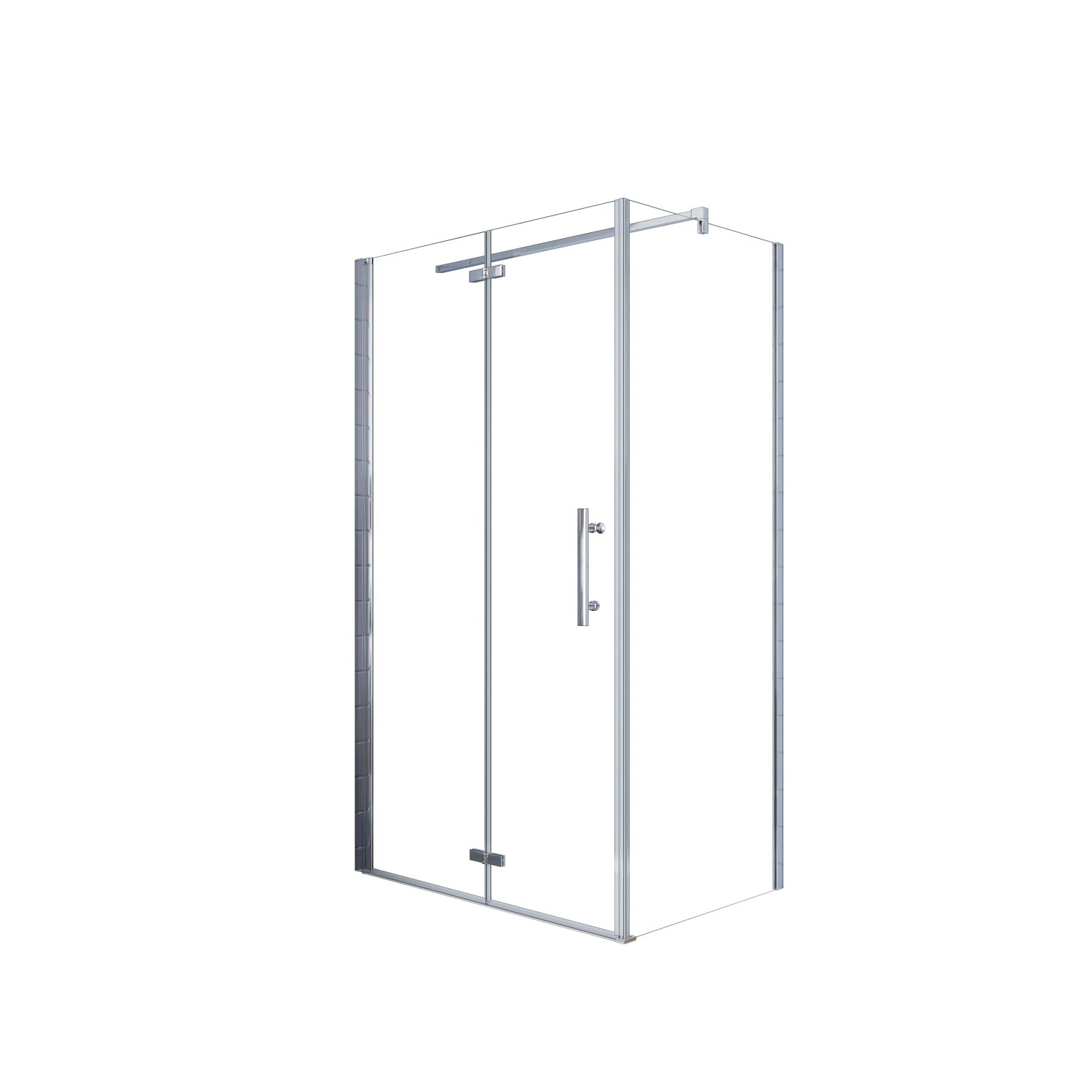 AICA Duschkabine B.76xH.195cm mit B.80xH.195cm Seitenwand 6mm Klares ESG Duschwand Scharniertür Falttür Stabilisierungsstangen 90cm
