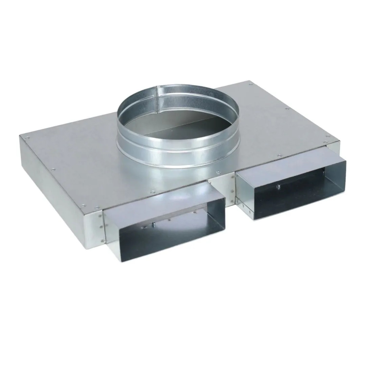 Subtiel Flachkanal Verteiler 150 x 50 mm Zwei Eingänge Ein Ausgang Ø 180 mm