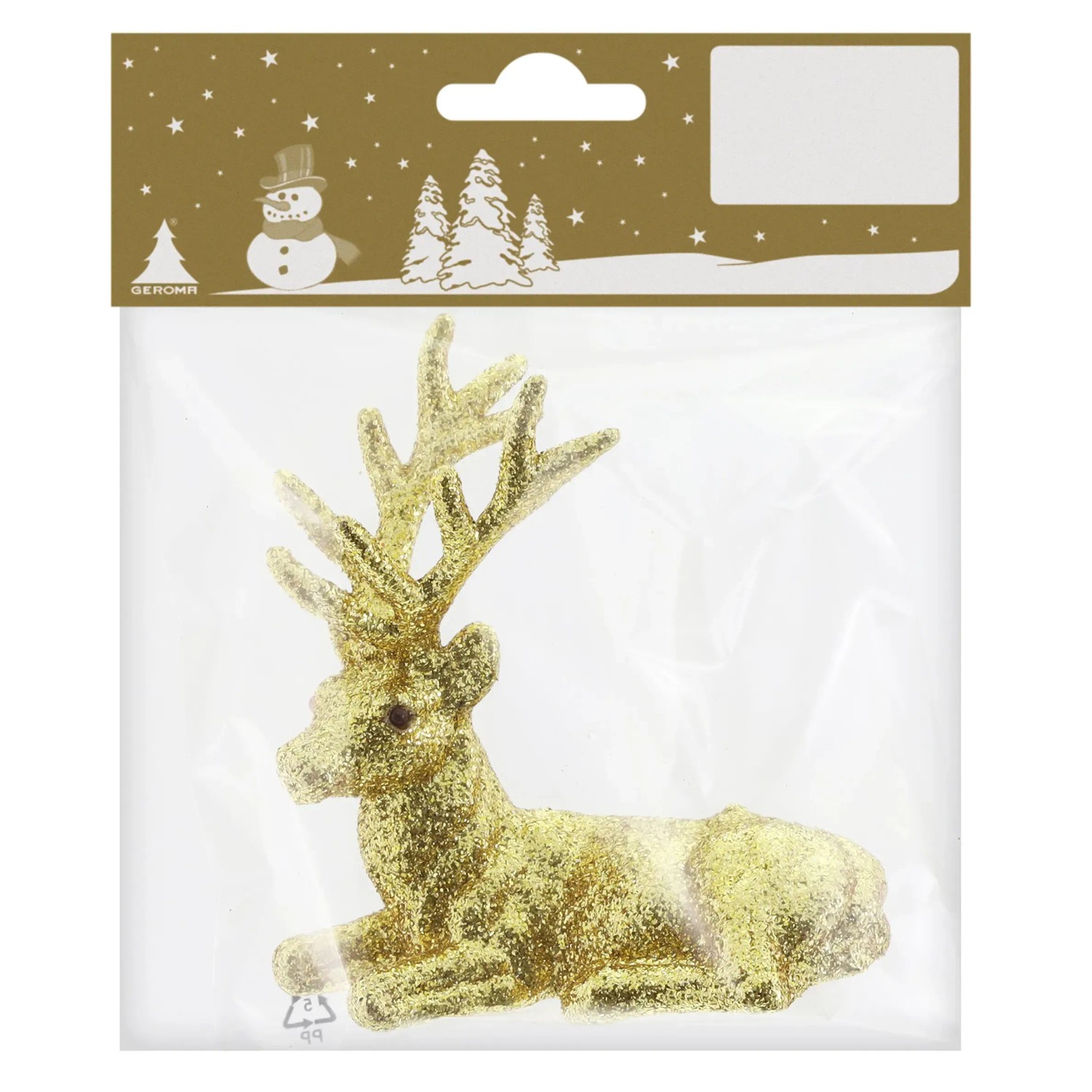 Weihnachts-Deko Hirsch aus Kunststoff 9 cm x 10 cm Gold Glitter