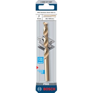 Bosch Spiralbohrer Pro Stainless Steel, 7mm, Bronze. Metallbohrer für Edelstahl.
