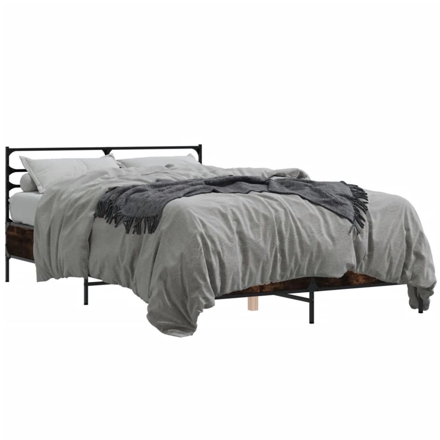 vidaXL Bettgestell Räuchereiche 120x200 cm Holzwerkstoff und Metall 3280039 günstig online kaufen