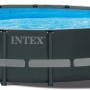 Intex Frame Pool Set Ultra Rondo XTR, Ø 610 cm, mit Stahlrahmen und blauem Wasser.