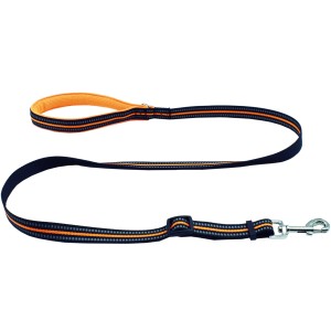 Orangefarbene Heim Hundeleine Signal, 20mm breit, 100-140cm lang, mit Reflexstreifen.