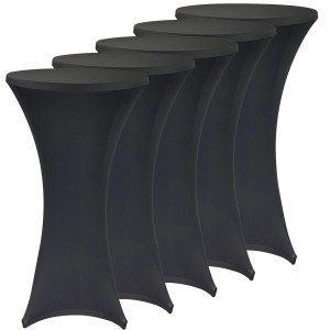 5er Set schwarze NYVI Stehtischhussen, passend für Tische 70-75x110-120 cm.