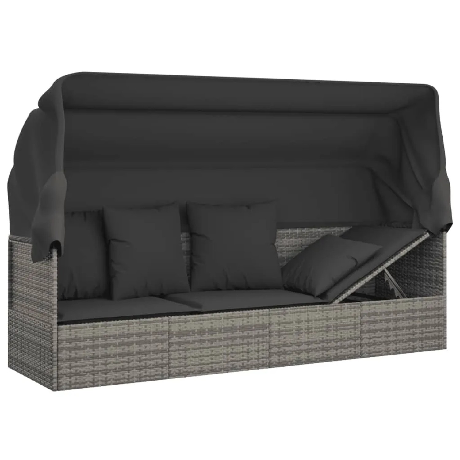 vidaXL Outdoor-Loungebett mit Dach und Kissen Grau Poly Rattan 319568_10