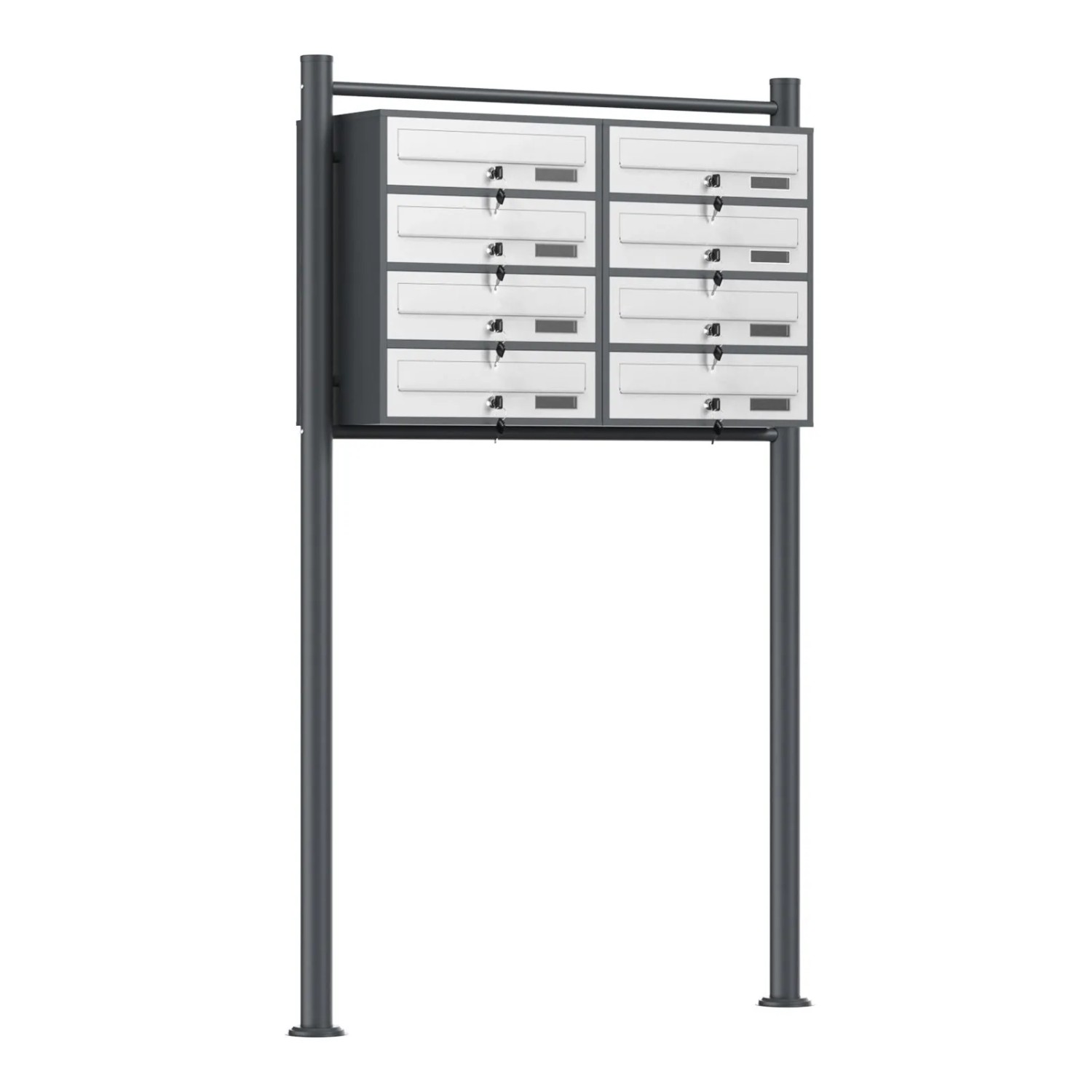 Wiltec 8Er Briefkastenanlage Anthrazit/Weiß 945 X 270 X 1500 Mm Standbriefkasten