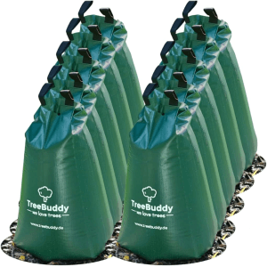10er Set TreeBuddy Baumbewässerungssäcke (je 75l) für die Langzeitbewässerung von Bäumen.