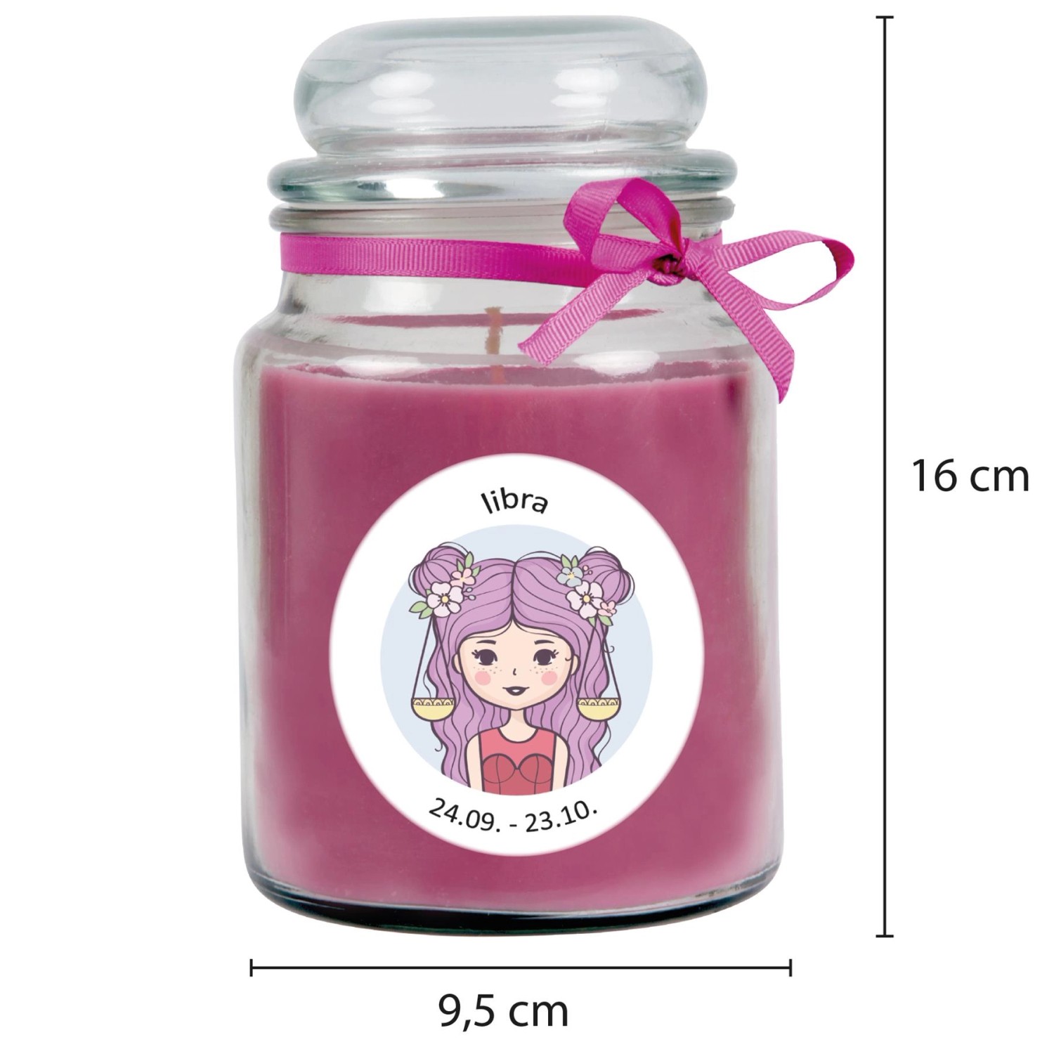 HS Candle Duftkerze & Glas Sternzeichen Lavendel 110 Stunden Waage günstig online kaufen