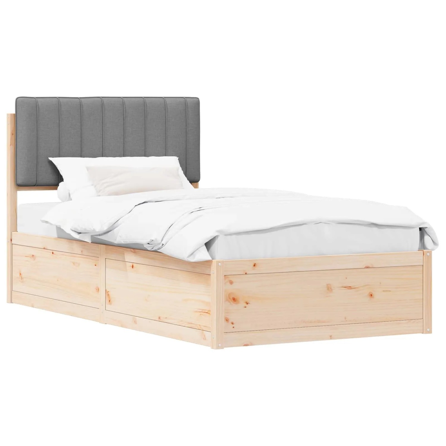 vidaXL Bettgestell mit Gepolstertem Kopfteil Hellgrau 100 x 200 cm 877789 günstig online kaufen