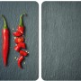 Wenko Herdabdeckplatten Cayenne 2er Set mit Chili-Motiv, mehrfarbig.