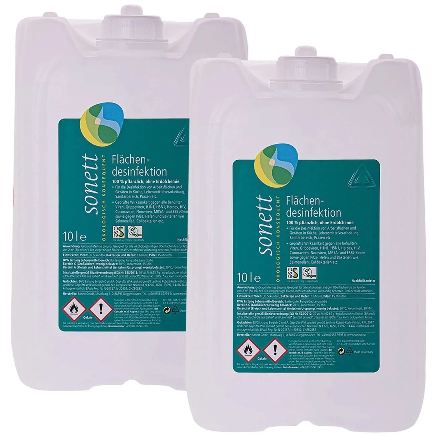 Sonett Flächendesinfektion Nachfüllkanister 2 X 10 Liter Dvg Gelistet