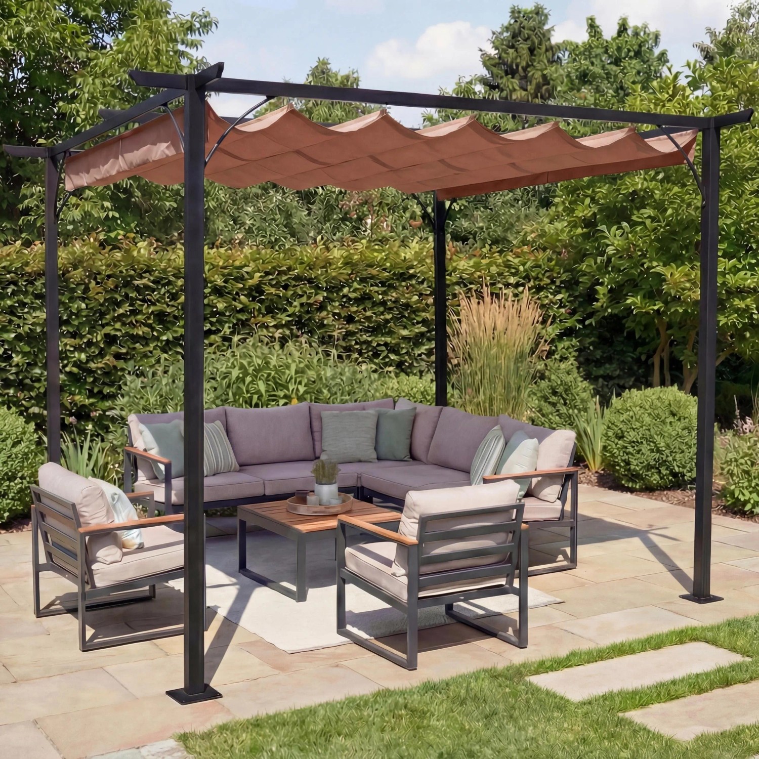 MCW Pergola C42 3x3m Taupe-Braun