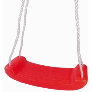 Rote Kunststoffschaukel mit weißem Polyseil für Kinder bis 60 kg.