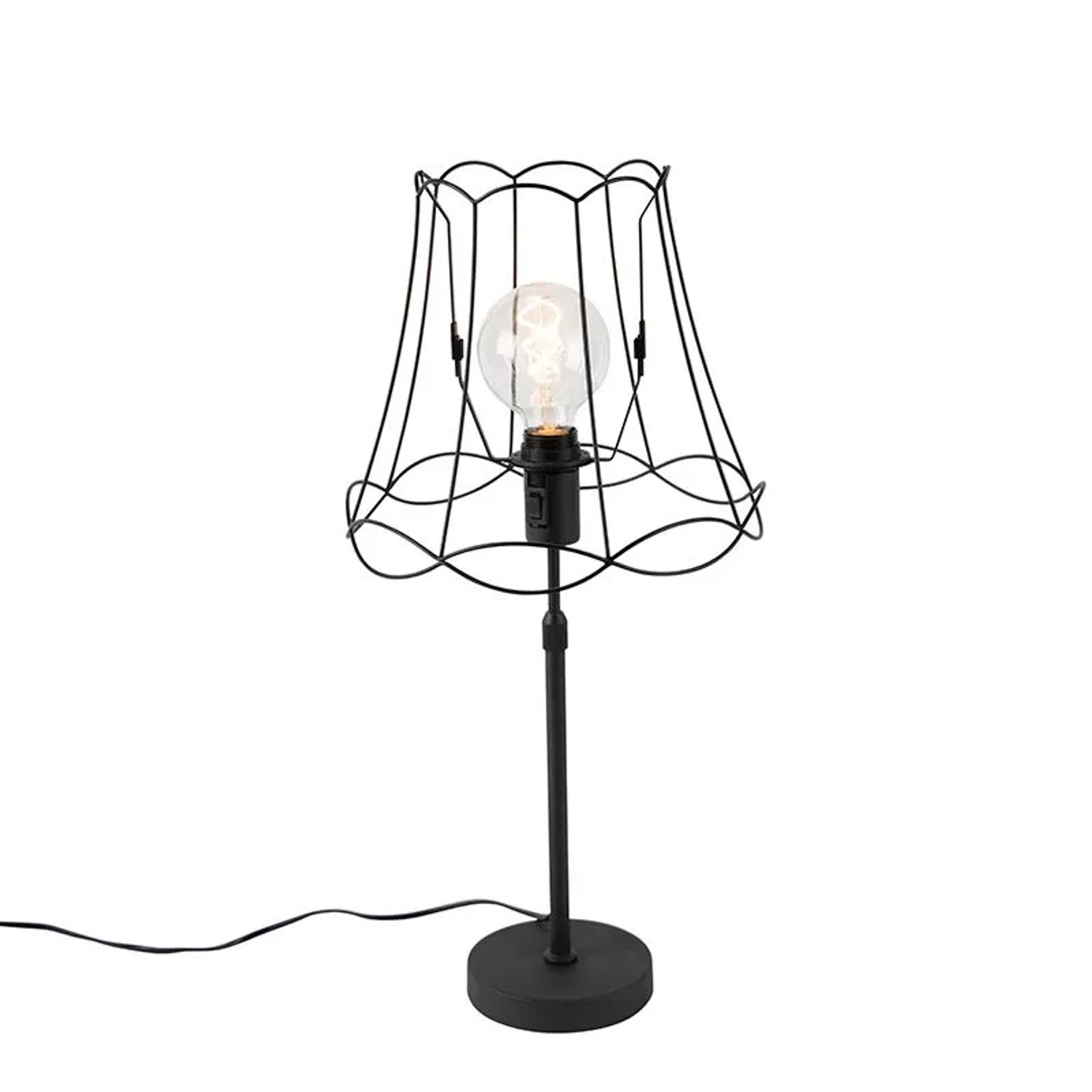 QAZQA Tischlampe Schwarz mit Granny Frame 30 cm Verstellbar Parte