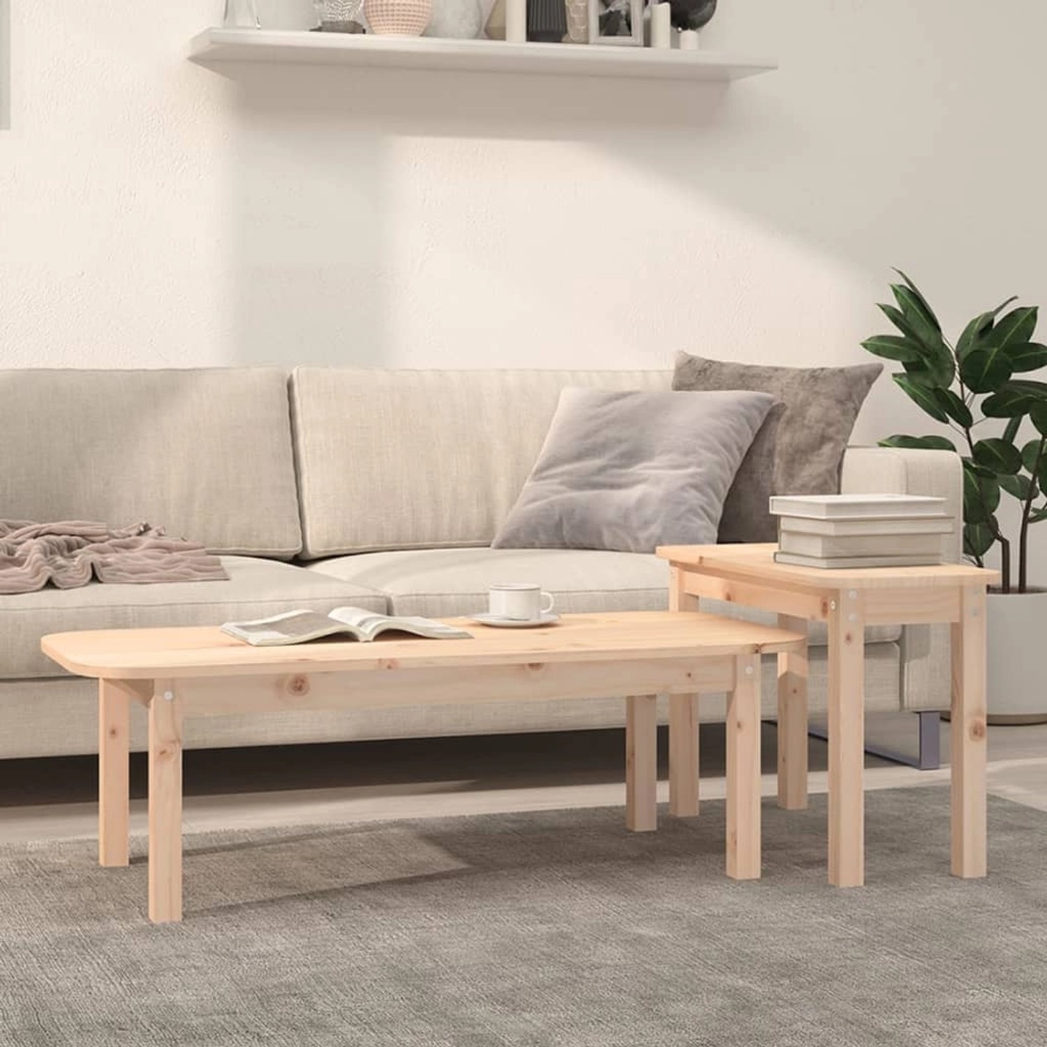 vidaXL 2-Tlg Couchtisch-Set Massivholz Kiefer 822362 günstig online kaufen