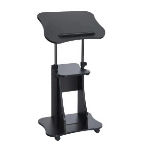 Schwarzer, mobiler Costway Stehpult/Stehtisch auf Rollen für das Heimbüro.