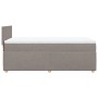 Boxspringbett in Taupe (80x200 cm) mit Matratze und Topper. Stoffbezug, Holzfüße.