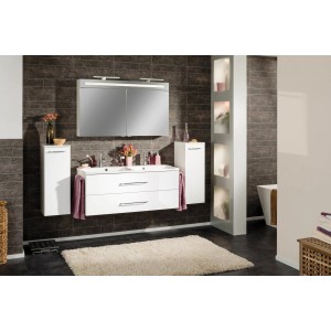Fackelmann Spiegelschrank B.Clever, 120 cm, weiß, mit Beleuchtung und Softclose-Türen im Badezimmer.