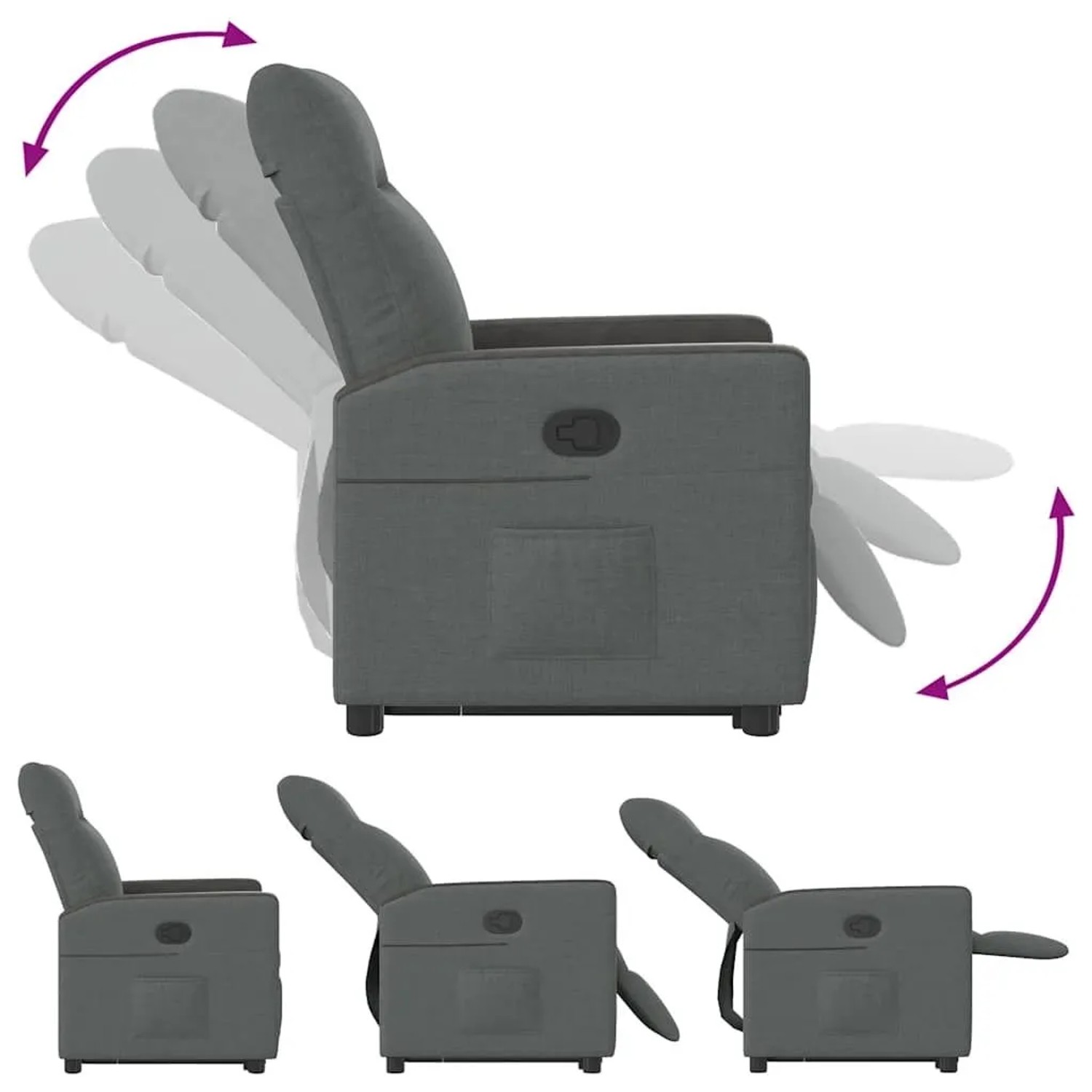 vidaXL Relaxsessel mit Aufstehhilfe Dunkelgrau Stoff 3324053_7