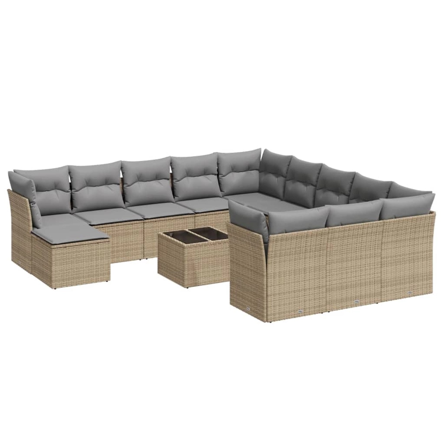 vidaXL 13-Tlg Garten-Sofagarnitur mit Kissen Beige Poly Rattan 3250478 günstig online kaufen