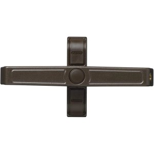 Braune Abus Fenster-Zusatzsicherung 2420 für Doppelflügelfenster, Ansicht von oben.