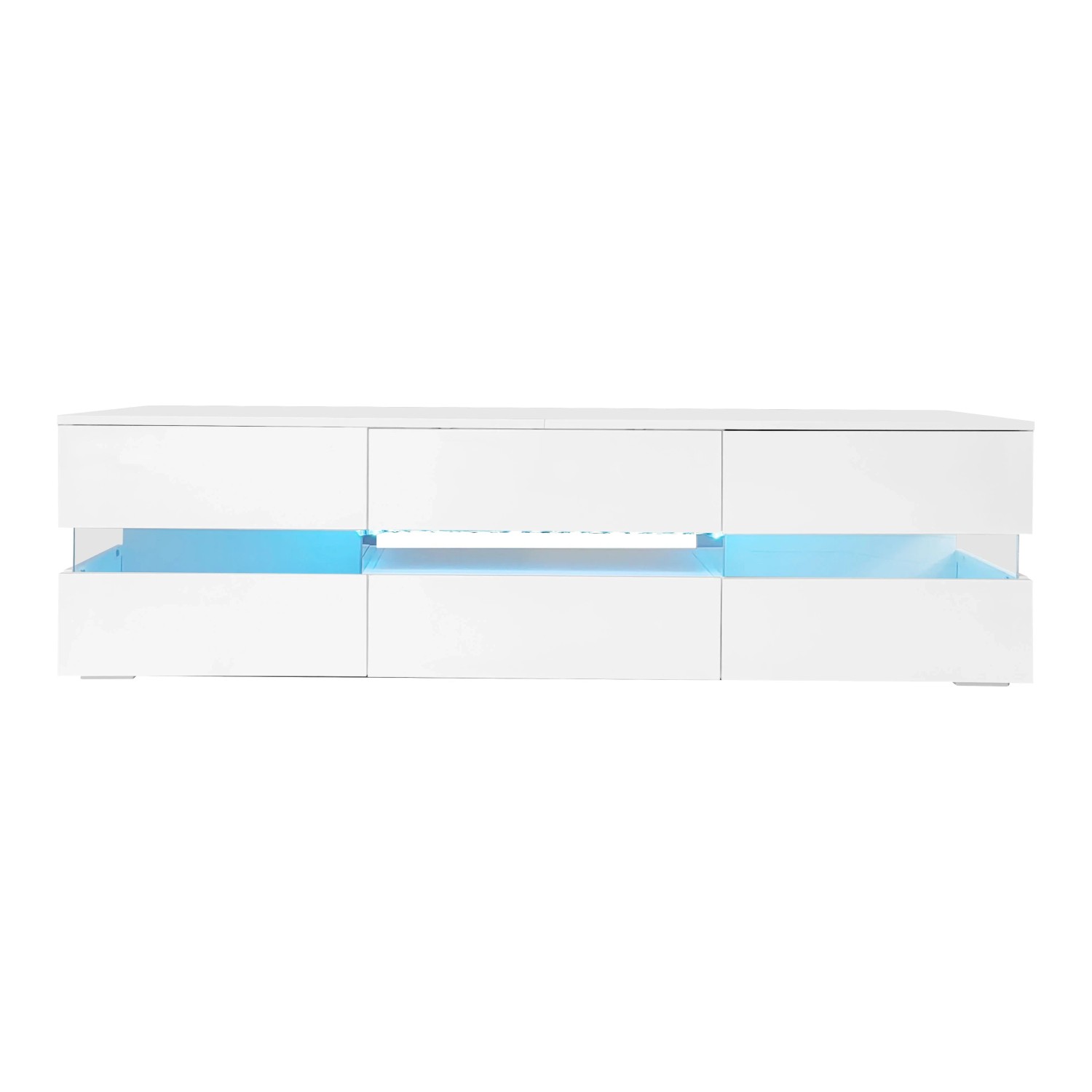 Merax TV Lowboard 160x39x45 cm LED Hochglanz Für 70 Zoll TV Weiß