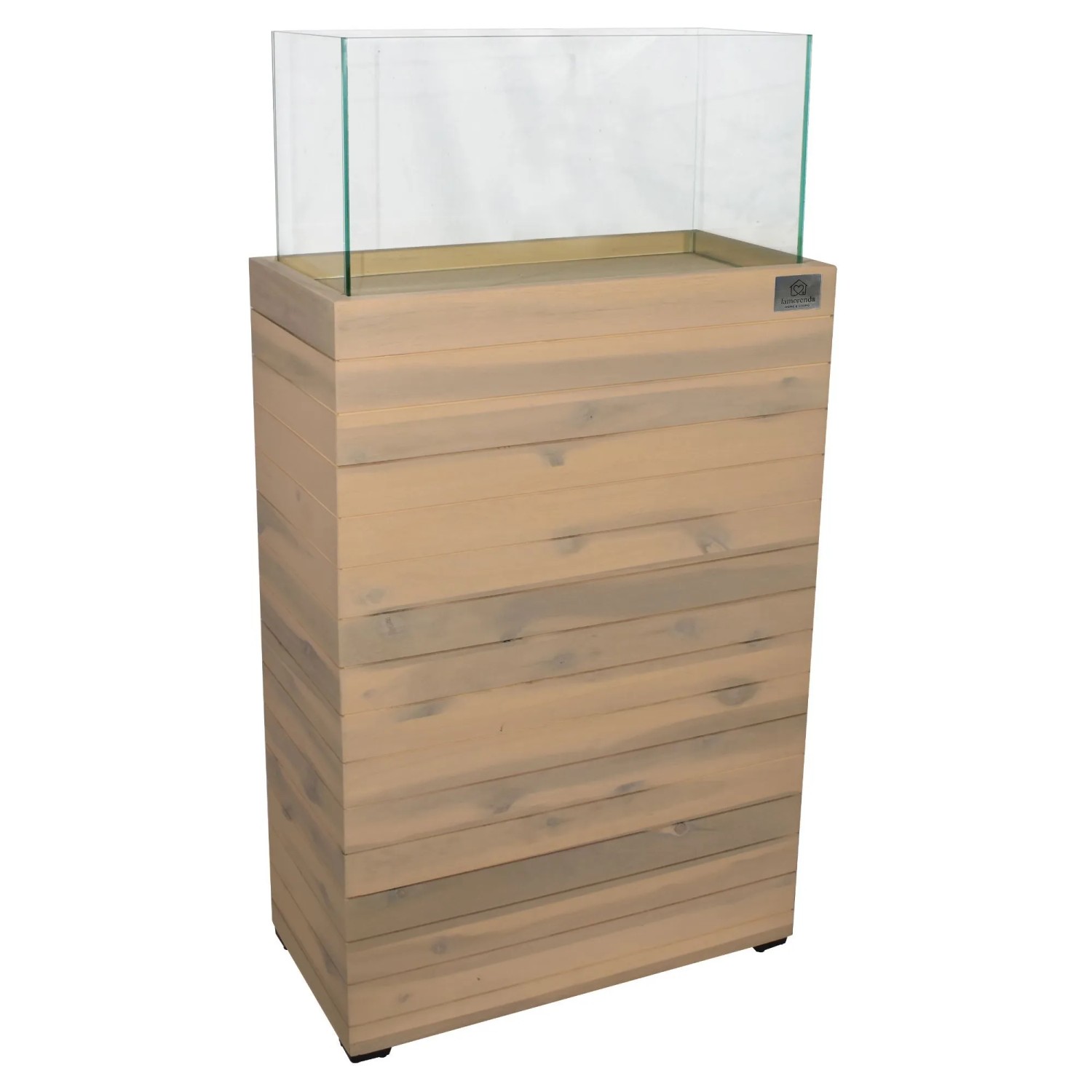 LAMORENDA Windlicht Akazienholz 53 x 26 x 100 cm Innen- und Außenbereich Weiß Gekalkt