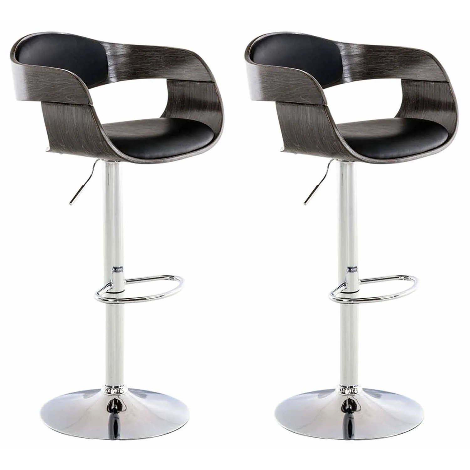 CLP 2er Set Barhocker Kingston Kunstleder Schwarz/Grau