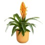 Elho Blumentopf Jazz, Ø 16,5 cm, warmes Gelb, mit blühender Pflanze. Ideal als Übertopf.
