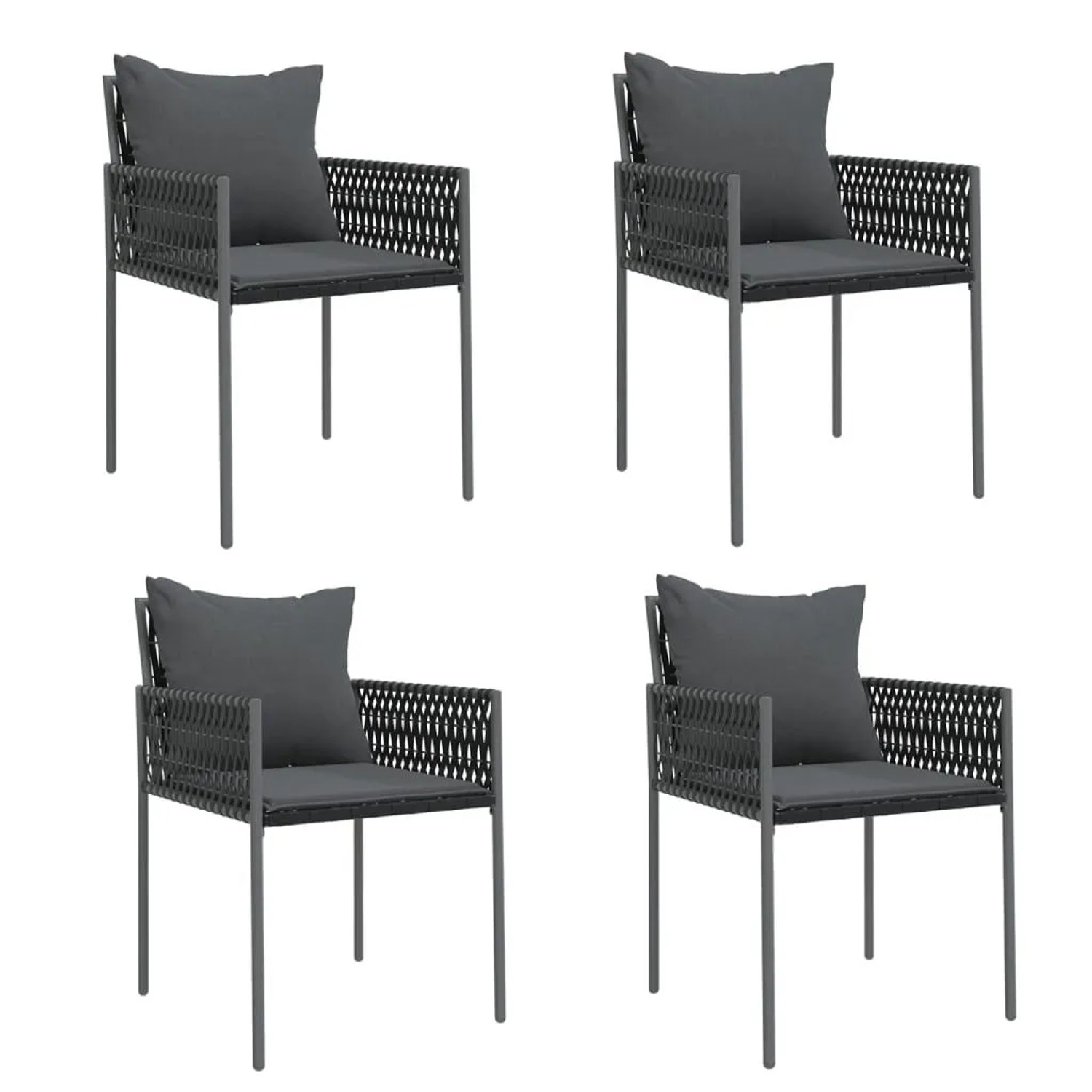 Furnicato Gartenstühle Mit Kissen 4 Stk Schwarz 54x61x83 Cm Poly Rattan