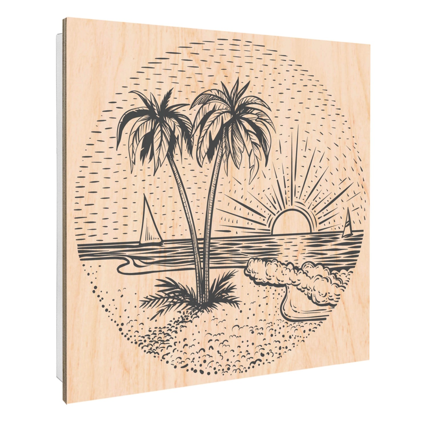 Banjado Schlüsselkasten mit Holzfront 30x30cm Weiß Scharnier Links 50 Haken günstig online kaufen