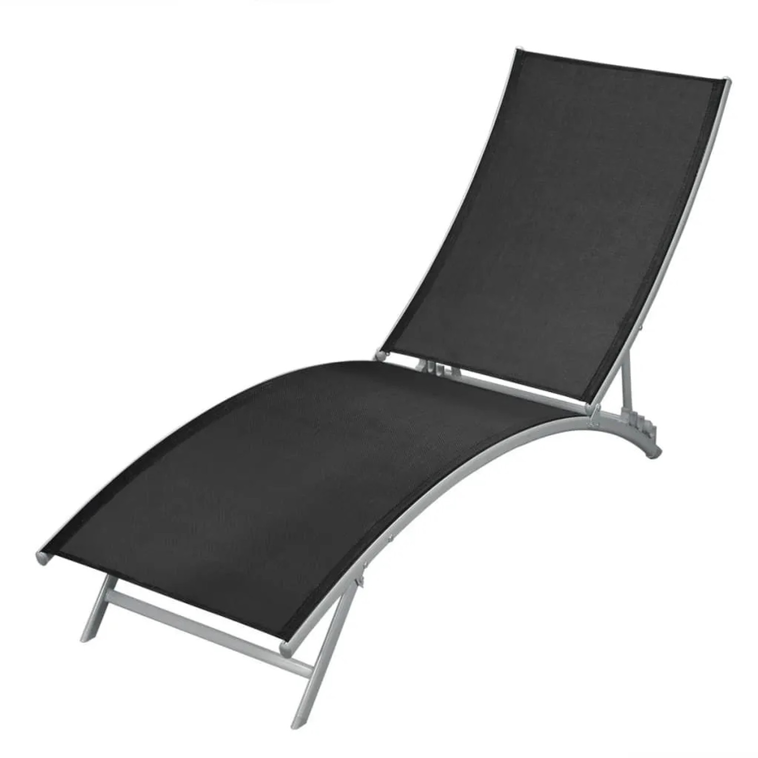 Furnicato Sonnenliege Aus Stahl Und Textilene Verstellbar 142-162 X 55 X 73-102 Cm Schwarz