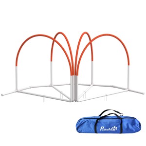 PawHut Hunde Agility Set, weiß/orange, mit Tragetasche. Ideal für Training und Spaß mit Ihrem Hund.