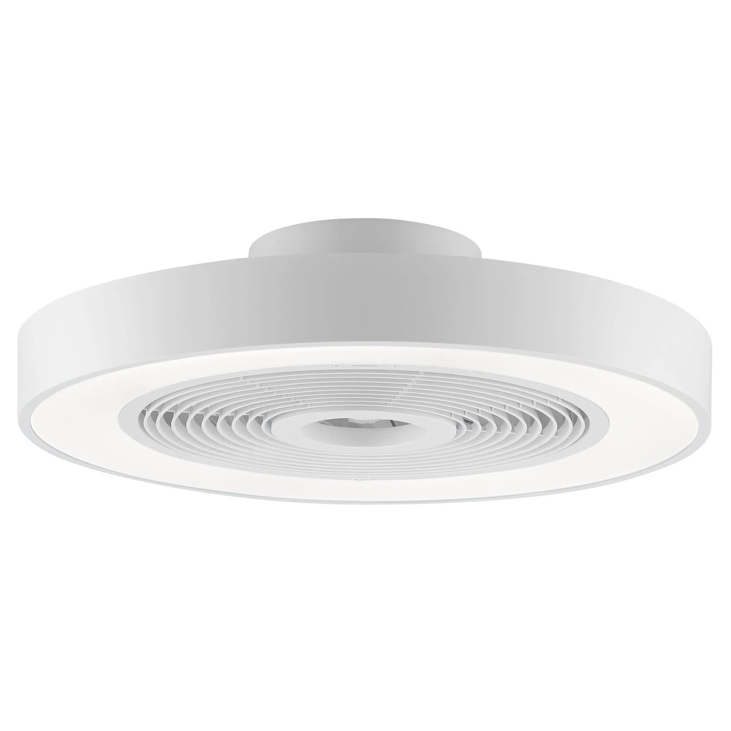 Weiße LED-Deckenleuchte Catania mit Ventilator, Ø 48,6 cm. Dimmbar, mit Farbwechsel und Fernbedienung.