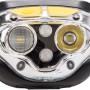 Energizer Vision Ultra Kopflampe mit gelb-schwarzem Stirnband und drei LEDs.