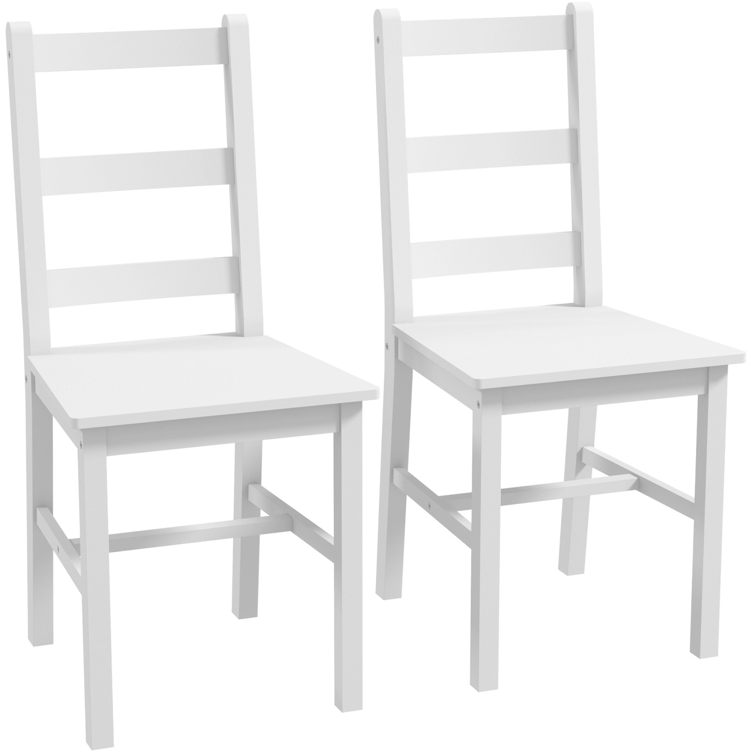 HOMCOM Esszimmerstühle Kiefernholz 41,5L x 46B x 90H cm Weiß