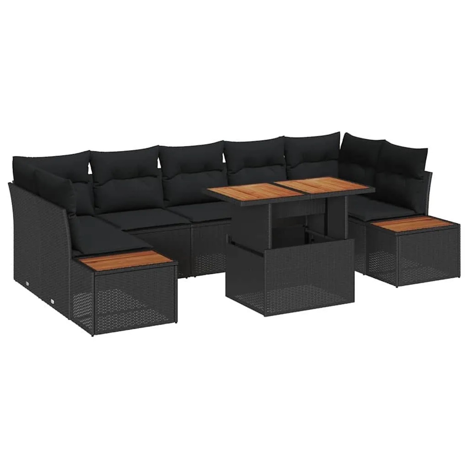vidaXL Garten Essgruppe mit Kissen 8-Tlg Schwarz und Braun 3350045 günstig online kaufen