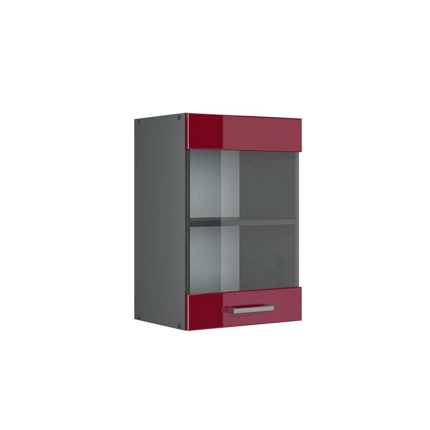 Vicco Küchenglasschrank R-Line Glashängeschrank Bordeaux Hochglanz/Anthrazit 40 cm