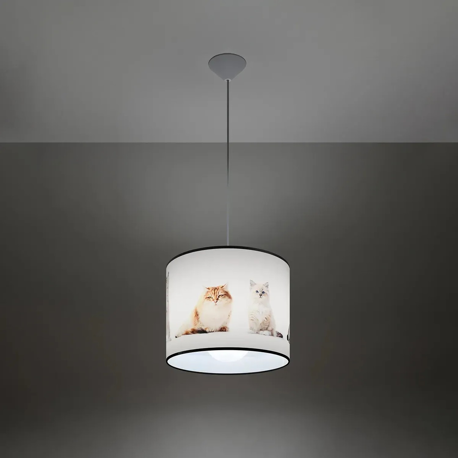 Sollux Lighting Hängeleuchte Kitty 30 mit Katzenmotiven, ideal für Kinderzimmer.