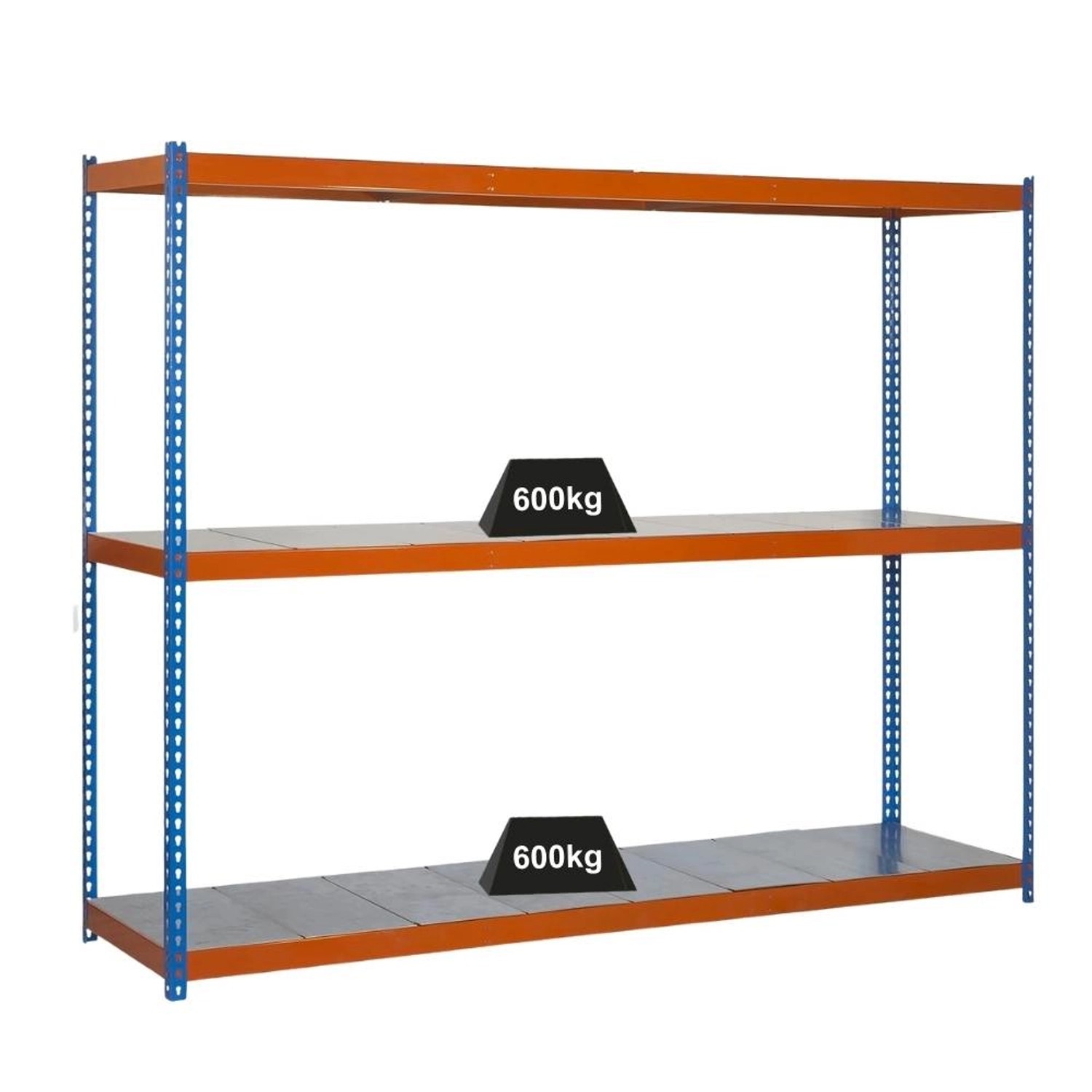 PROREGAL Schwerlastregal Metal Beast Three HxBxT 200 x 180 x 90 cm Fachlast 600 kg Blau-Orange