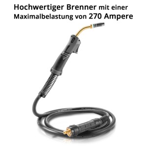 STAHLWERK AK25 MB25 Schweißbrenner mit 3m Schlauchpaket und Eurozentralanschluss für MIG MAG Schweißgeräte, 270A.